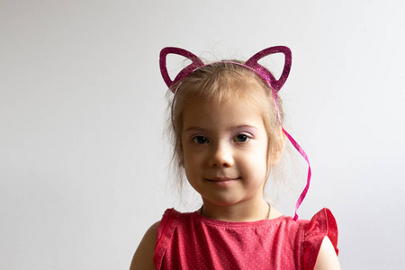 服装 可爱的 童年 女孩 演播室 肖像 面对 耳朵 漂亮的