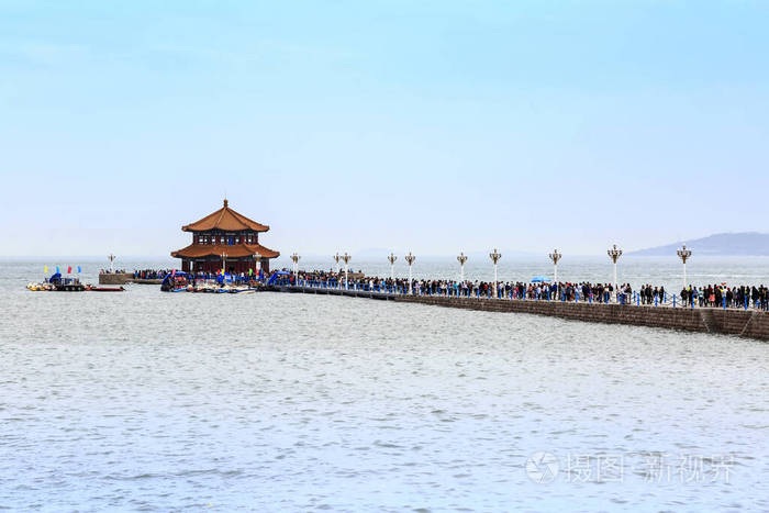 美丽的 暗礁 波动 天空 中国人 全景图 青岛 海滩 假期