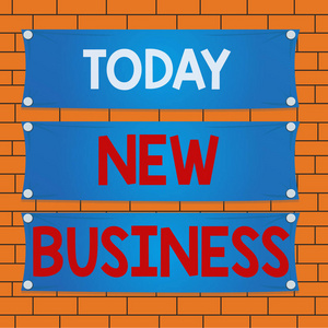 显示新业务的文字标志。概念图片买卖商品和服务活动木板贴钉子彩色背景长方形木板木。