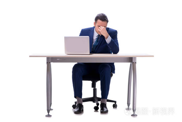 Employee working isolated on white background