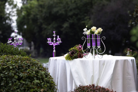 婚礼 晚餐 自然 仪式 夏天 浪漫的 浪漫 蜡烛 花园 奢侈