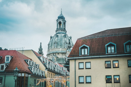 德累斯顿 地标 古老的 历史 教堂 街道 城市 建筑 旅行