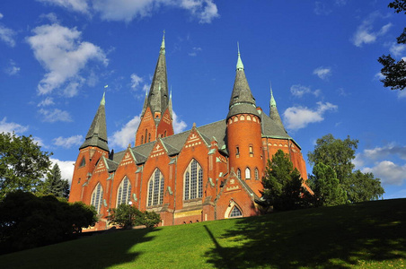 大教堂 旅行 图尔库 美丽的 芬兰 芬兰语 尖塔 天空 地标