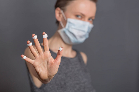 面具 医学 光晕 休息 女人 卫生 安全的 保护 过敏 大流行