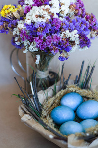 卡片 篮子 庆祝 鸡蛋 春天 礼物 四月 颜色 纹理 传统