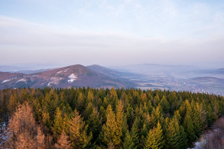 美丽的 自然 春天 风景 夏天 森林 天空 山谷 小山 全景图