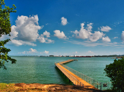 旅行 假期 旅行者 新加坡 美丽的 海岸 天空 夏天 风景