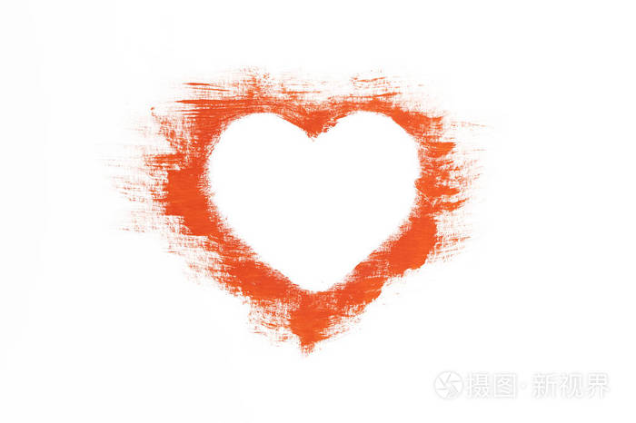 白色背景上孤立文本的红色心形