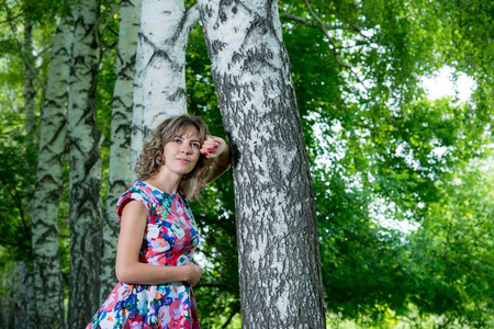 夏天 公园 可爱的 桦木 集中 头发 女孩 美女 森林 白种人