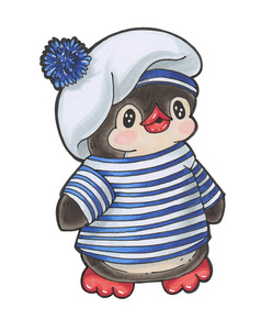 卡通水手企鹅照片