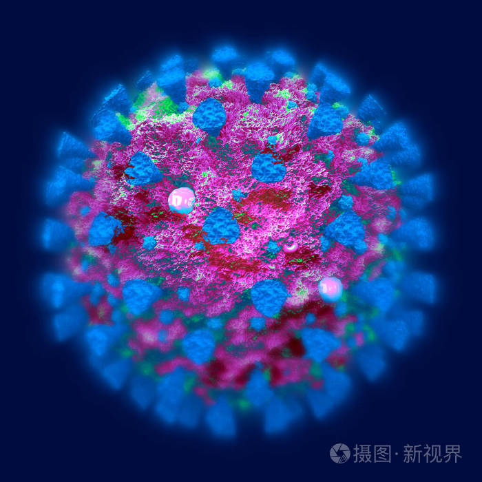 冠状病毒2019ncov病原体呼吸道流感爆发3d渲染插图显微镜下病毒细胞