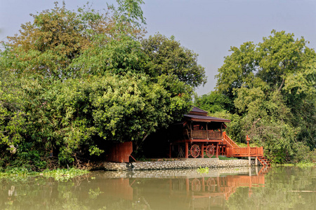 旅行 目的地 渡轮 风景 房子 泰国 大城府 亚洲 古老的