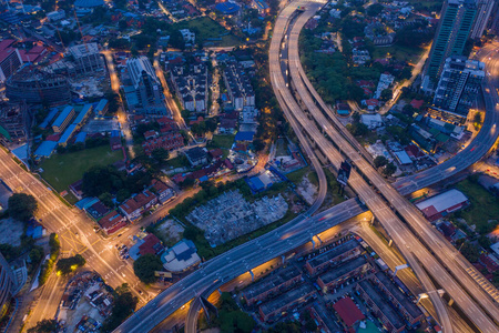 市中心 城市景观 天线 曼谷 高速公路 街道 无人机 商业
