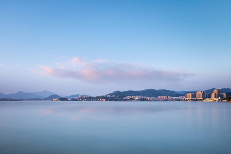 夏天 假期 反射 天空 黄昏 旅行 美丽的 日落 杭州 旅游业