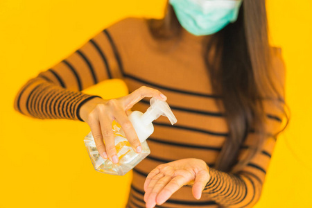 消毒杀菌剂 应用 凝胶 流感 肖像 疾病 面具 液体 健康