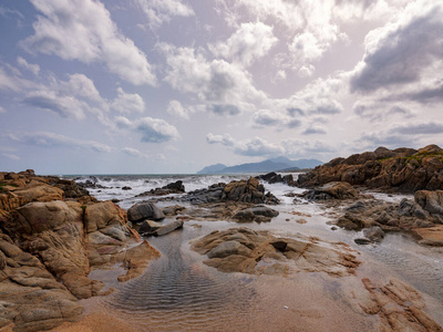 绿松石 旅游业 美丽的 海滩 海景 波动 自然 海岸线 海湾