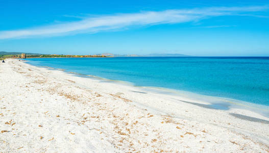 撒丁岛 海岸线 意大利 波浪 卵石 自然 夏天 旅行 旅游业