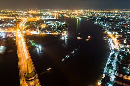 城市景观 城市 旅行 曼谷 接合 天线 暮光 汽车 建筑