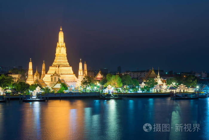 泰语 日出 旅游业 文化 瓦特 天际线 傍晚 假期 美丽的