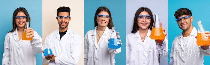 玻璃器皿 化学 医学 研究 拼贴 科学 面对 测试 实验