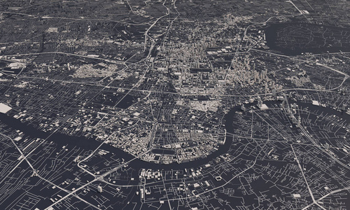 泰国曼谷城市地图三维渲染.航空卫星视图.照片