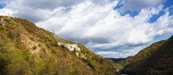 修道院 秋天 美丽的 天空 全景图 建筑学 风景 旅游业