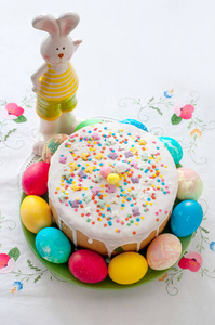 复活节 颜色 假日 野兔 蛋糕 餐巾 春天 自然 食物 盘子