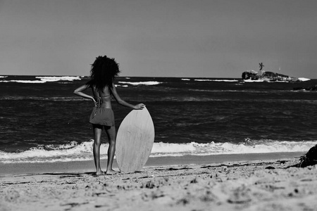 运动 冲浪板 海滩 女人 适合 比基尼 夏天 假期 假日