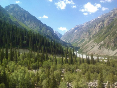 旅行 夏天 风景 山谷 高的 小山 自然 全景图 徒步旅行