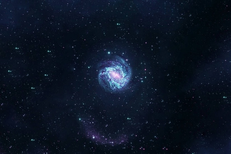 美丽的蓝色空间里有星星和星云。这张图片的元素是由美国宇航局提供的。