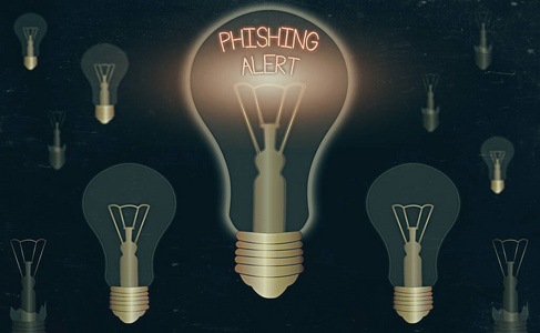 手写文本网络钓鱼警报。概念含义意识到欺诈企图获取敏感信息。