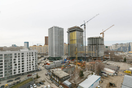 古尔冈 脚手架 建筑 高的 重建 房地产 摩天大楼 在下面