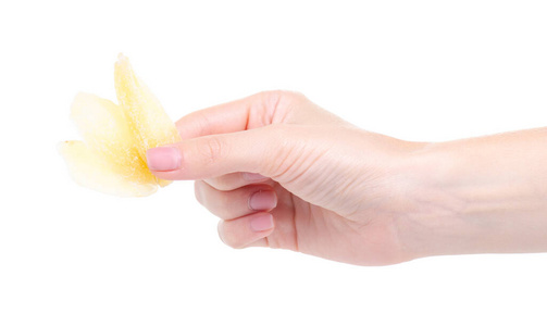 干生姜生姜蜜饯,干姜,手拿糖照片