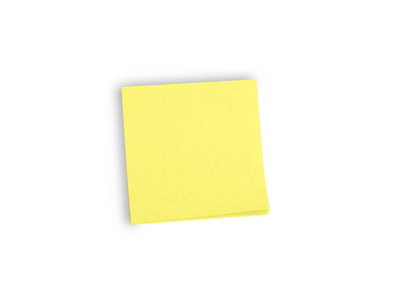 在白色的隔离背景上贴上黄色的贴纸。提醒