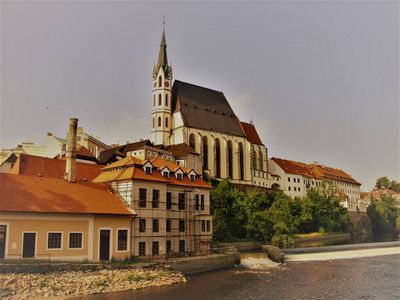 城市景观 布拉格 全景图 夏天 教堂 天空 城市 克鲁姆洛夫