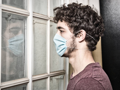 窗口 健康 大流行 流感 特写镜头 男人 医院 呼吸系统