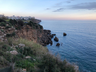 薄雾 天际线 美女 假期 海岸 岩石 太阳 美丽的 风景