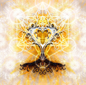 生命之树符号,结构装饰背景,心形,梅尔卡巴图案,yggdrasil.照片