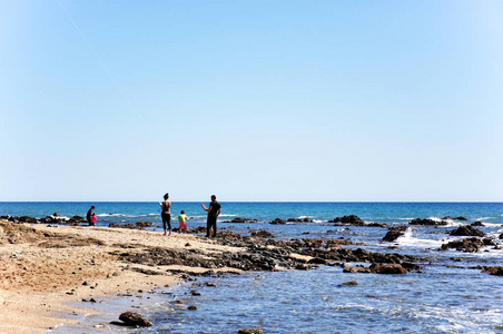 岩石 海洋 旅行 夏天 地平线 海岸 旅游业 自然 天空