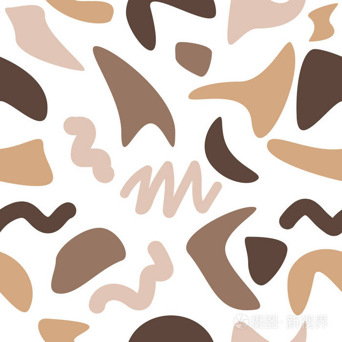 彩色平面形状无缝背景不同的几何图形