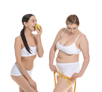 腹部 饮食 测量 减肥 女孩 健康 成人 食物 比较 白种人