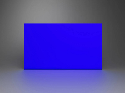 三维渲染抽象讲台背景抽象，三维渲染白色背景与蓝色矩形
