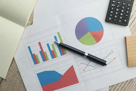 high angle view of financial chart on  desk 