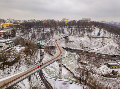 季节 街道 城市 冬天 行人 乌克兰 城市景观 基辅 第聂伯