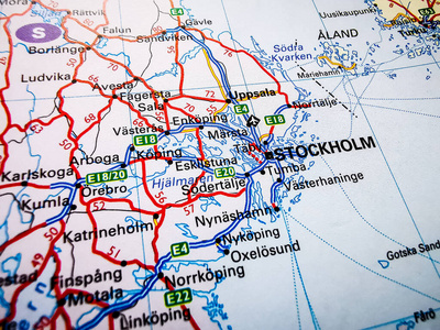 集中 国家 极端 纸张 目的地 斯德哥尔摩 地图 世界 航行