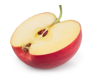红苹果在白色背景上半隔离，具有剪切路径和全景深