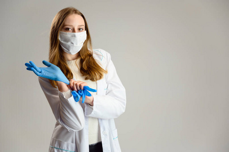 医疗保健 实验室 忧心忡忡 肖像 流感 白种人 大流行 手套