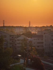 建筑 天空 公寓 日本 地区 房子 黎明 日出 早晨 太阳