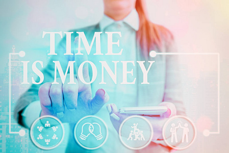 写便条表明时间就是金钱。商业照片展示尽可能快的做事，不浪费时间。