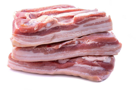 猪胸肉三块叠白底